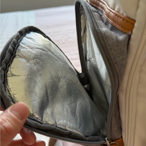 Parker Baby Diaper Backpack - Full Zip Diaper Bag with Insulated Pockets - Cream - Picture 5 of 11